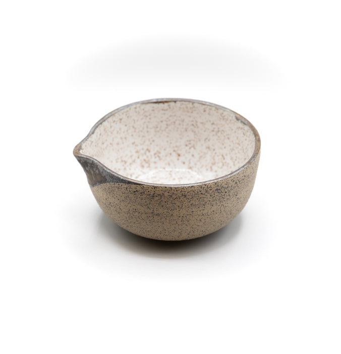 White & Bronze Stoneware Bowl