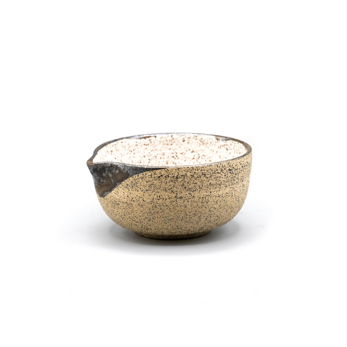 White & Bronze Stoneware Bowl